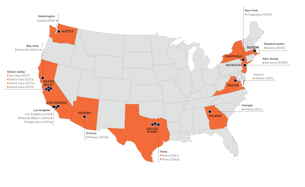 Evocative US Data Center Map